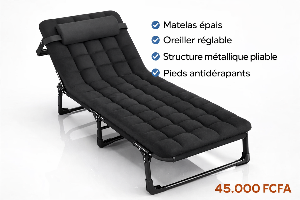 modale
🛏️ Lit Pliant Confort Premium – Détente Assurée ! 🌟