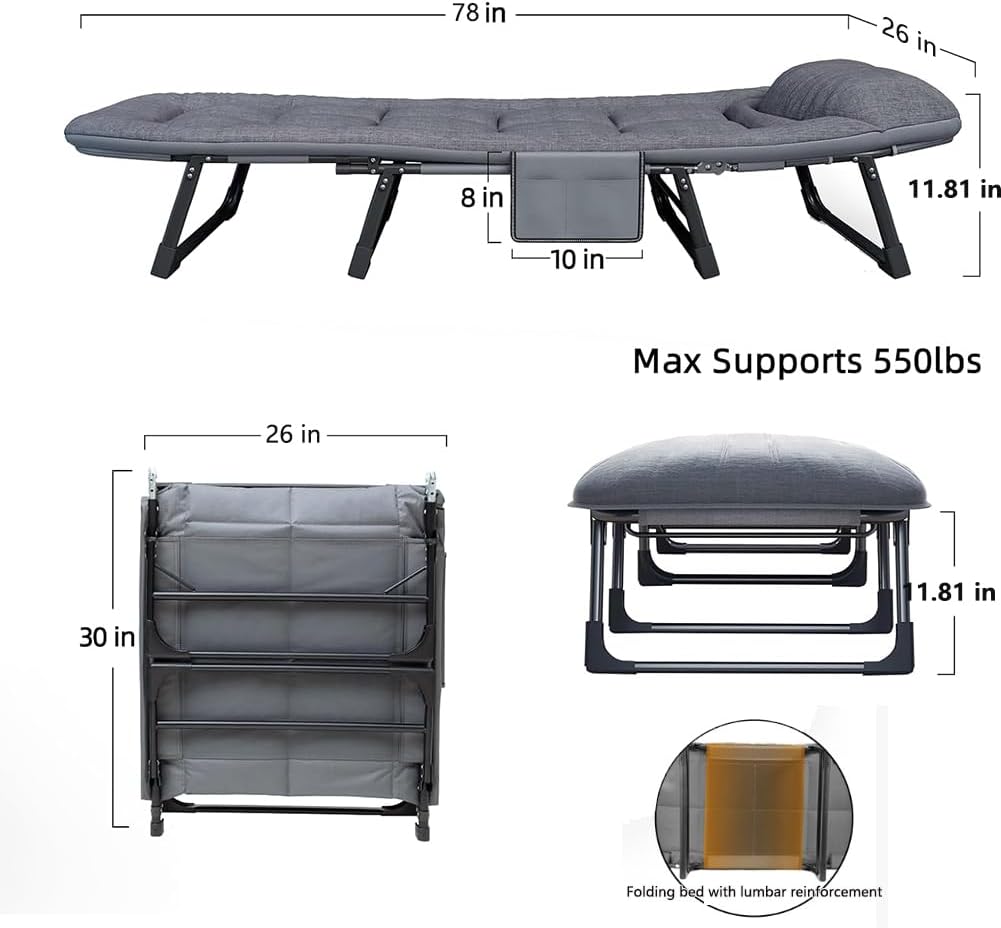 Lit pliant portable réglable (180*60cm)