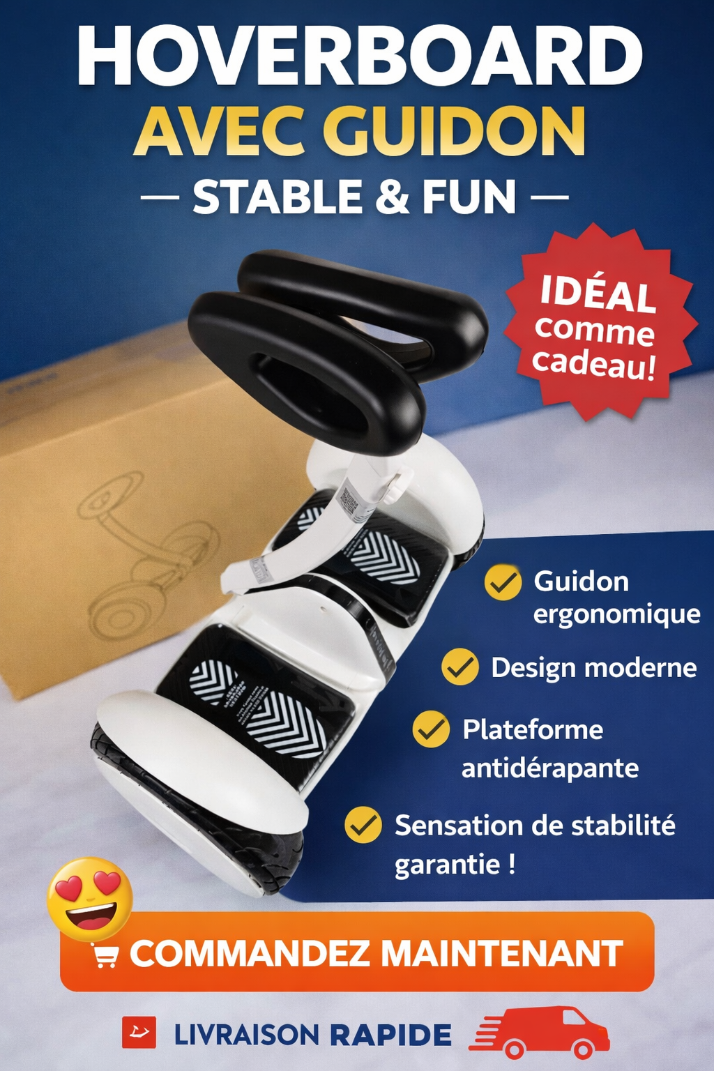 🚀 HOVERBOARD AVEC GUIDON – STABLE & FUN