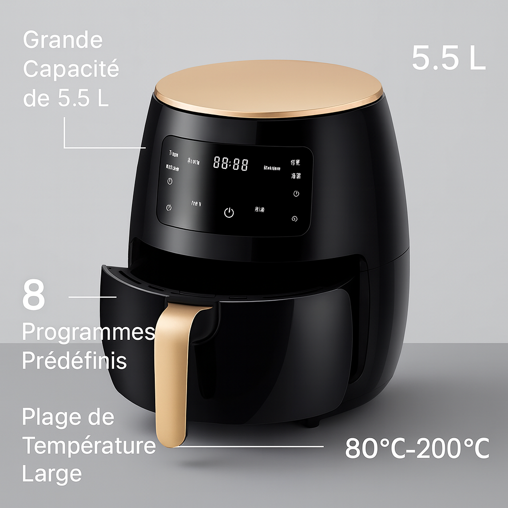 🔥 Friteuse Sans Huile Haute Performance – Mangez Savoureux, Vivez Sain !