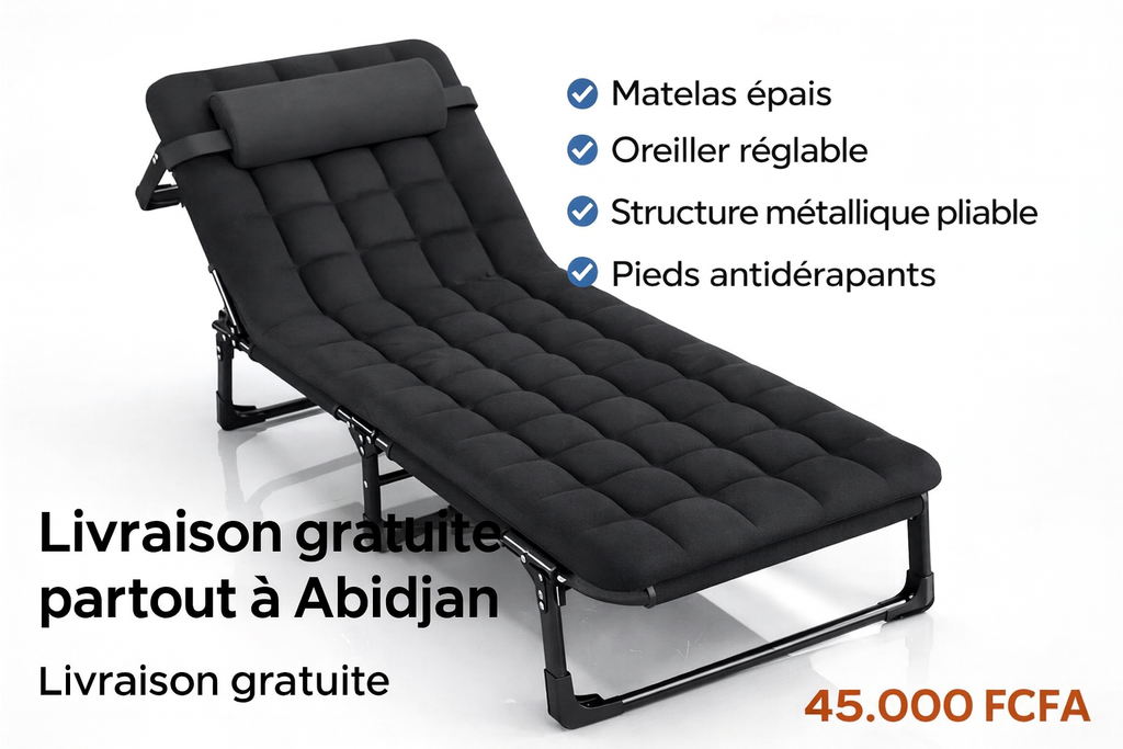 modale
🛏️ Lit Pliant Confort Premium – Détente Assurée ! 🌟