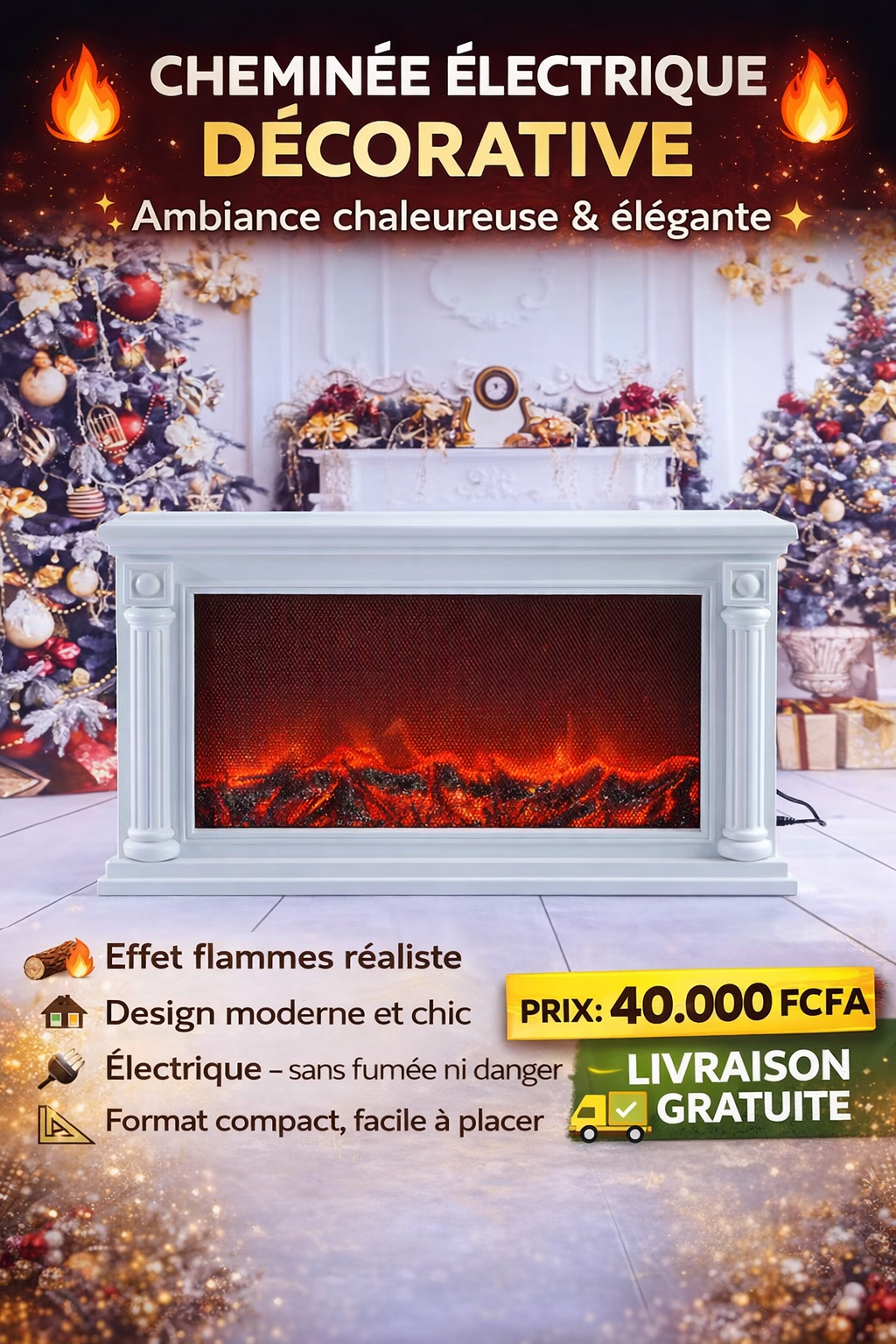 🔥 CHEMINÉE ÉLECTRIQUE DÉCORATIVE SP-50 🔥