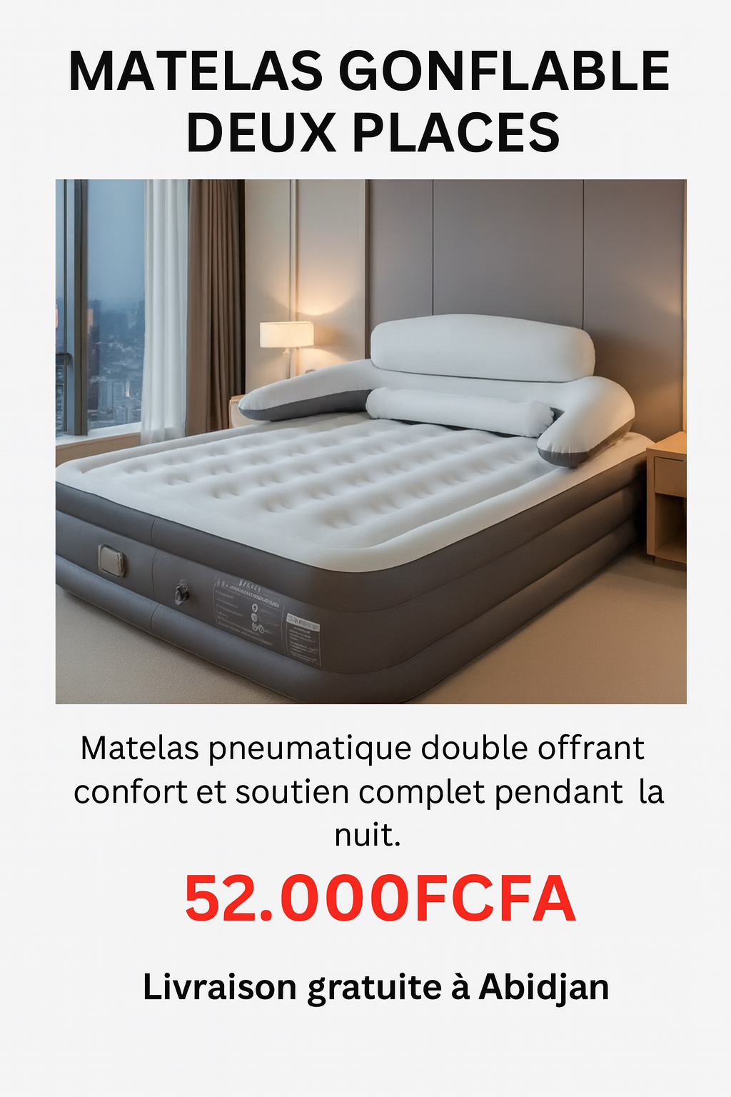 ✨ Matelas gonflable premium avec dossier intégré ✨ 02places