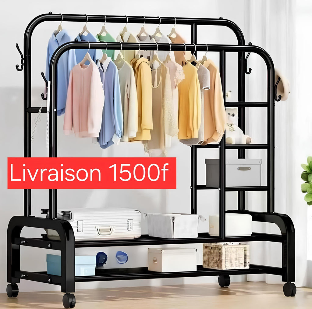 Porte-vêtements Avec étagères Fer inoxydable ( 88kg de Charge) Solide
