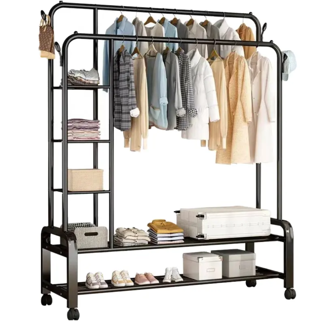 Porte-vêtements Avec étagères Fer inoxydable ( 88kg de Charge) Solide