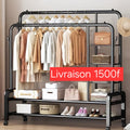 Porte-vêtements Avec étagères Fer inoxydable ( 88kg de Charge) Solide