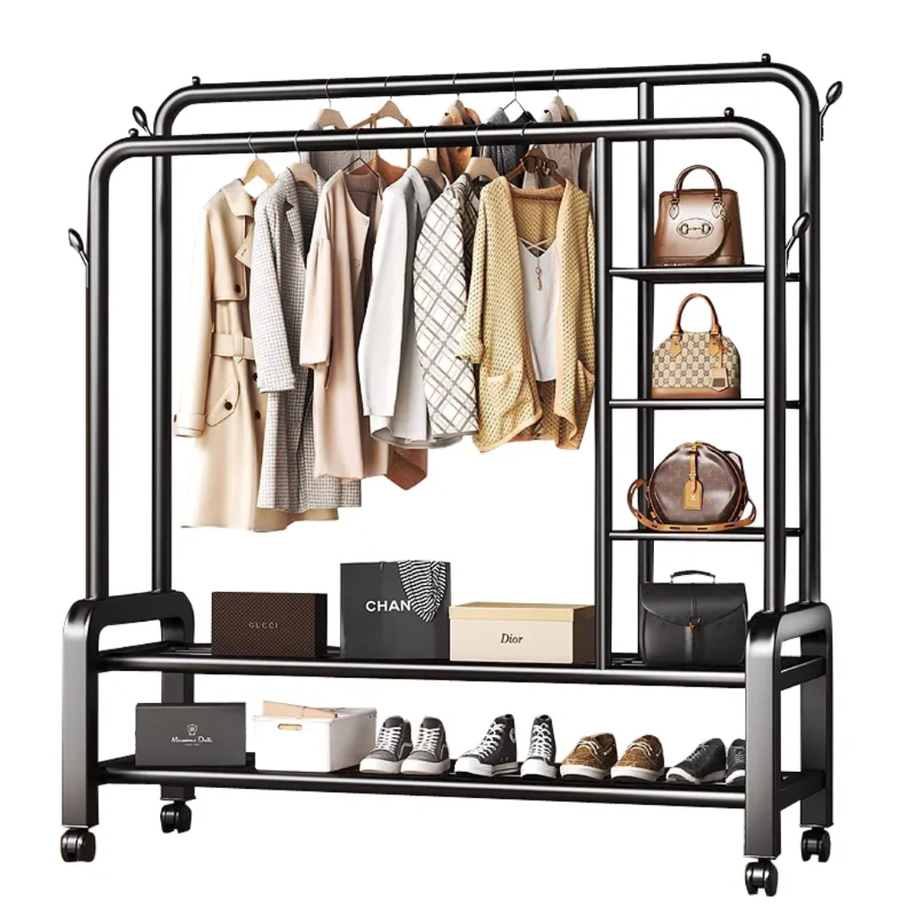 Porte-vêtements Avec étagères Fer inoxydable ( 88kg de Charge) Solide