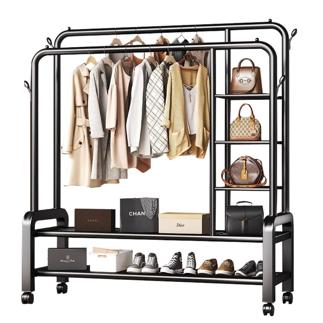 Porte-vêtements Avec étagères Fer inoxydable ( 88kg de Charge) Solide
