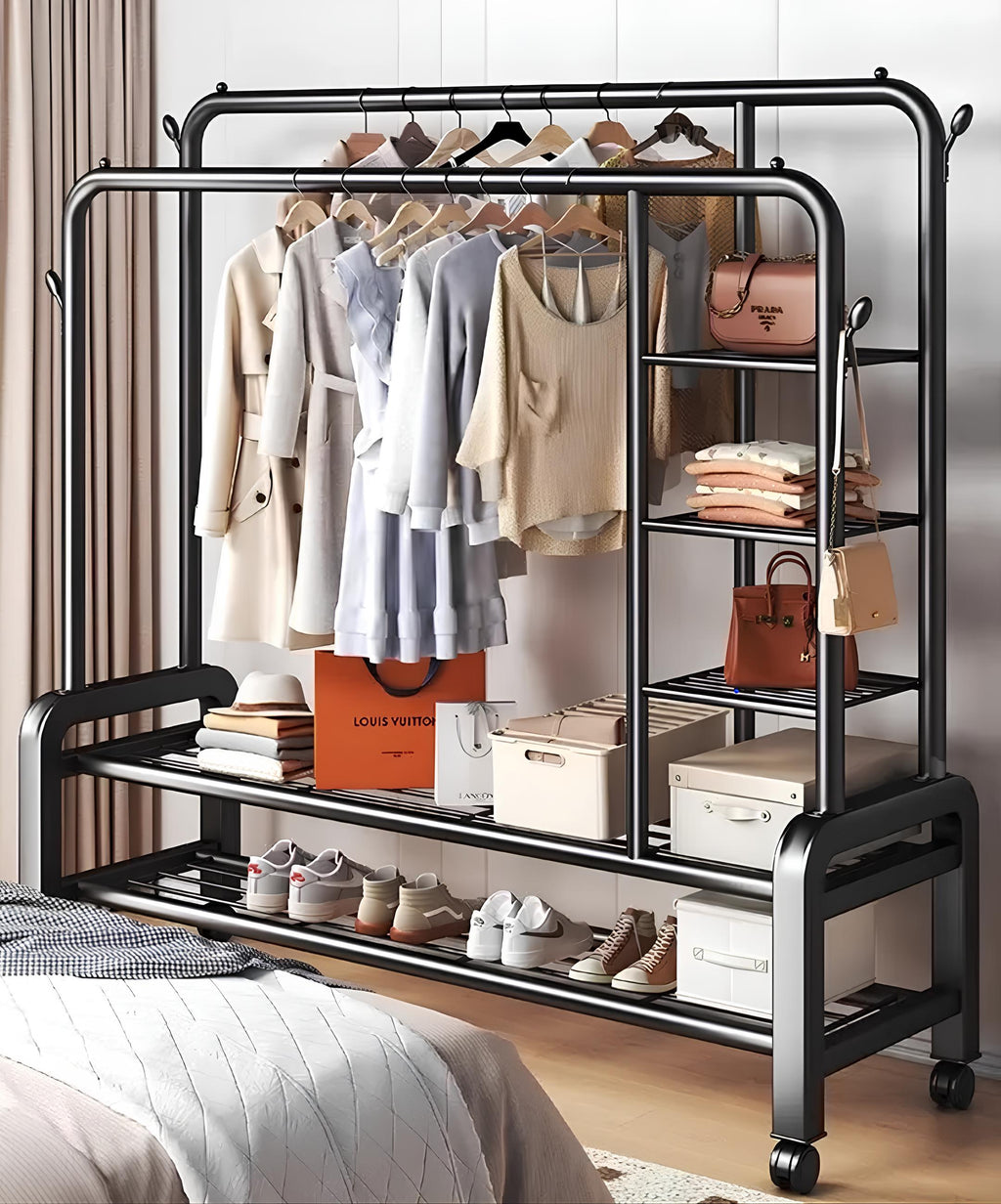 Porte-vêtements Avec étagères Fer inoxydable ( 88kg de Charge) Solide