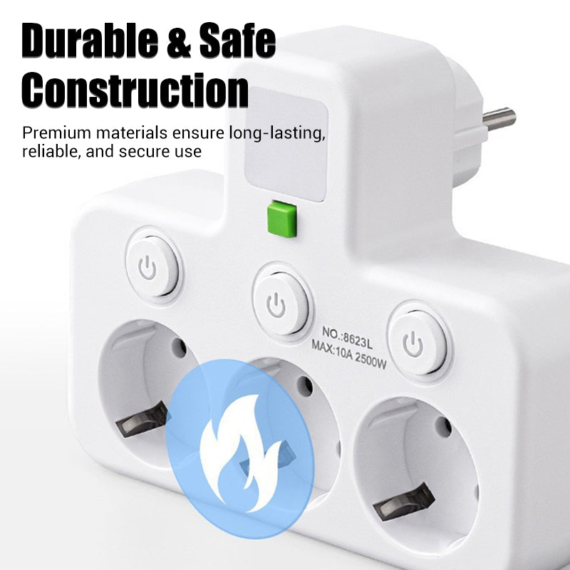 🔌 50% DE RÉDUCTION! 💡 Adaptateur Secteur UE 4 Prises – Interrupteurs Indépendants, Design Compact & Sécurité Maximale 🏠