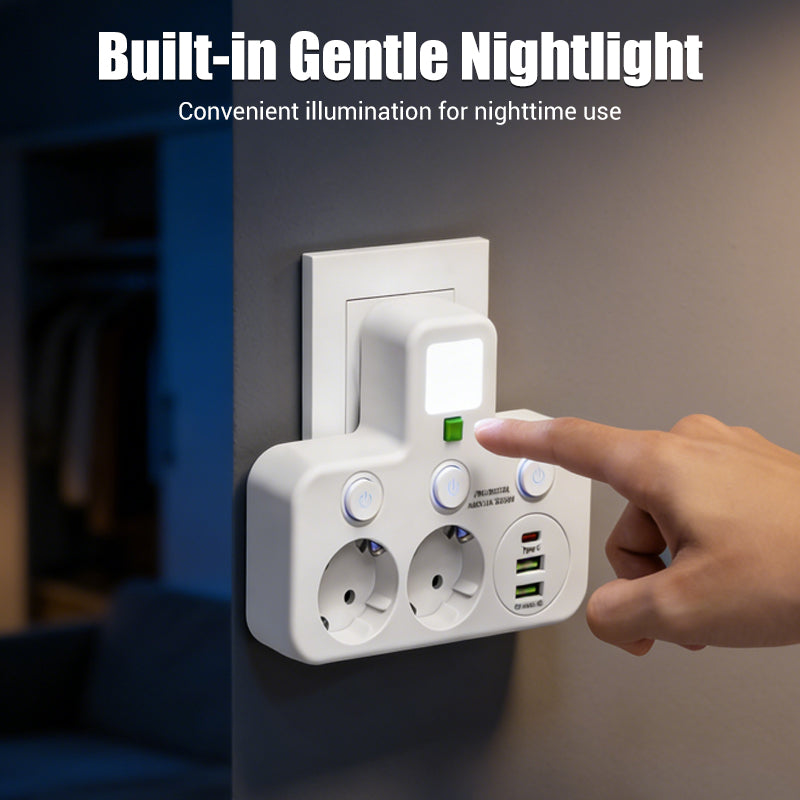 🔌 50% DE RÉDUCTION! 💡 Adaptateur Secteur UE 4 Prises – Interrupteurs Indépendants, Design Compact & Sécurité Maximale 🏠