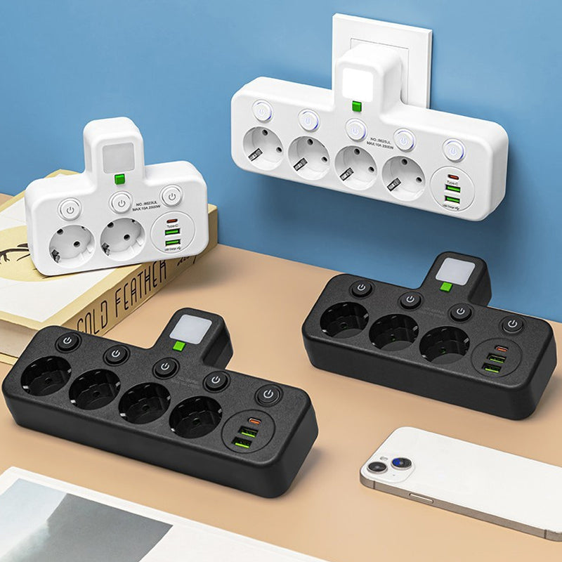 🔌 50% DE RÉDUCTION! 💡 Adaptateur Secteur UE 4 Prises – Interrupteurs Indépendants, Design Compact & Sécurité Maximale 🏠