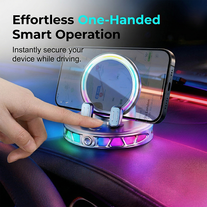 📱 Support RGB pour téléphone portable ✅ Fixation automatique et recharge sans fil | Conduite en toute sécurité d'une seule main 🚗