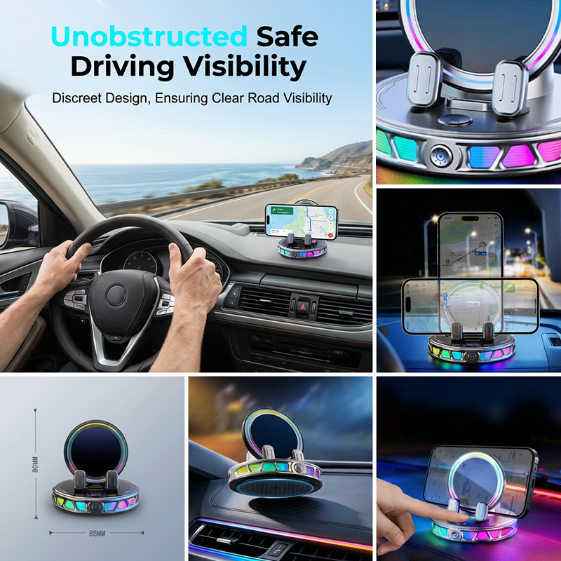 📱 Support RGB pour téléphone portable ✅ Fixation automatique et recharge sans fil | Conduite en toute sécurité d'une seule main 🚗